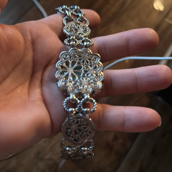 VTG SILVER Decorative Bracelet with Faux Turquoise Stones - Picture 6 of 6